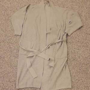 Pottery Barn Waffe Knit Oatmeal Cream Bath Rob House Coat One Size